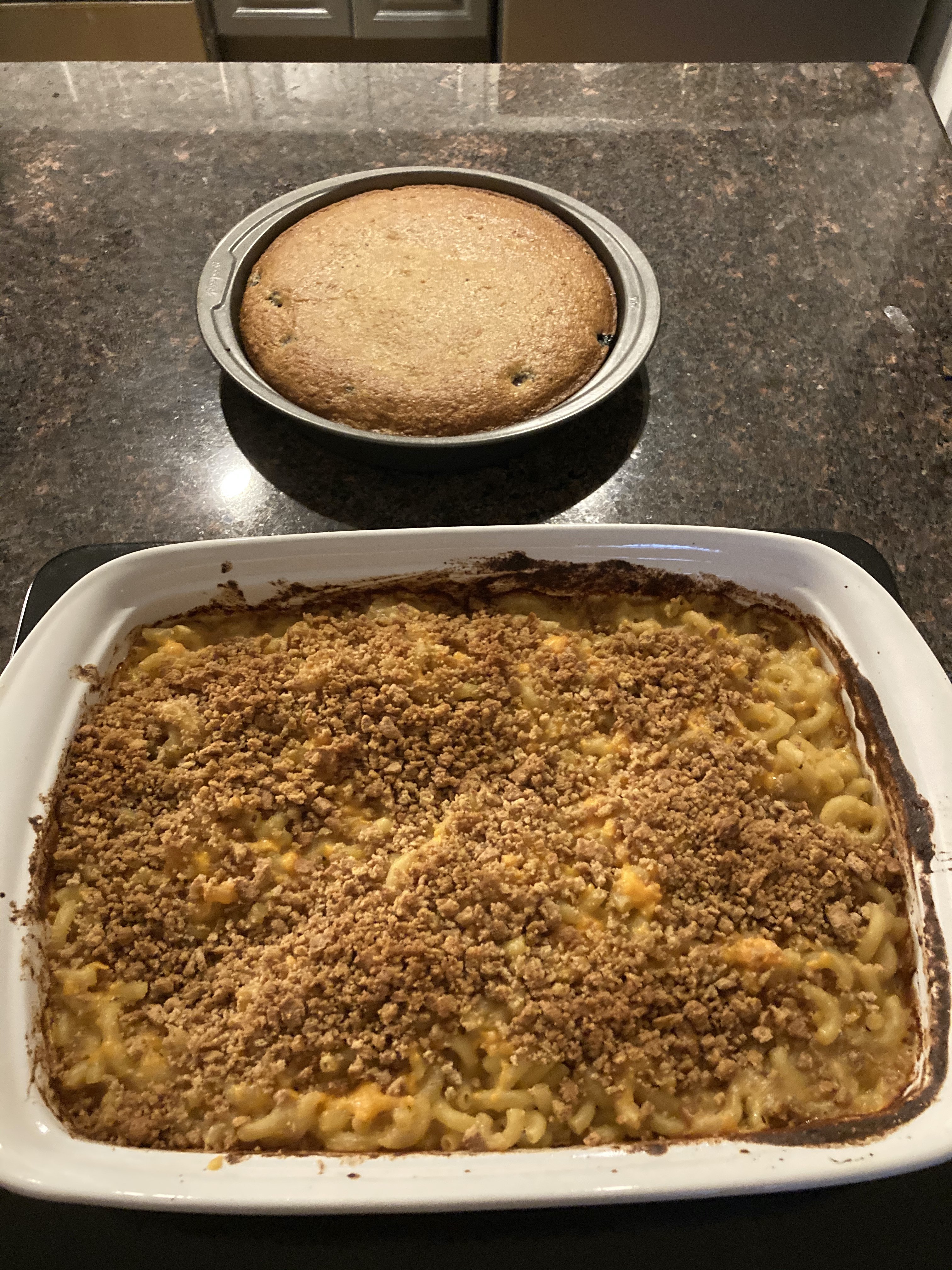 Finished mac and cornbread