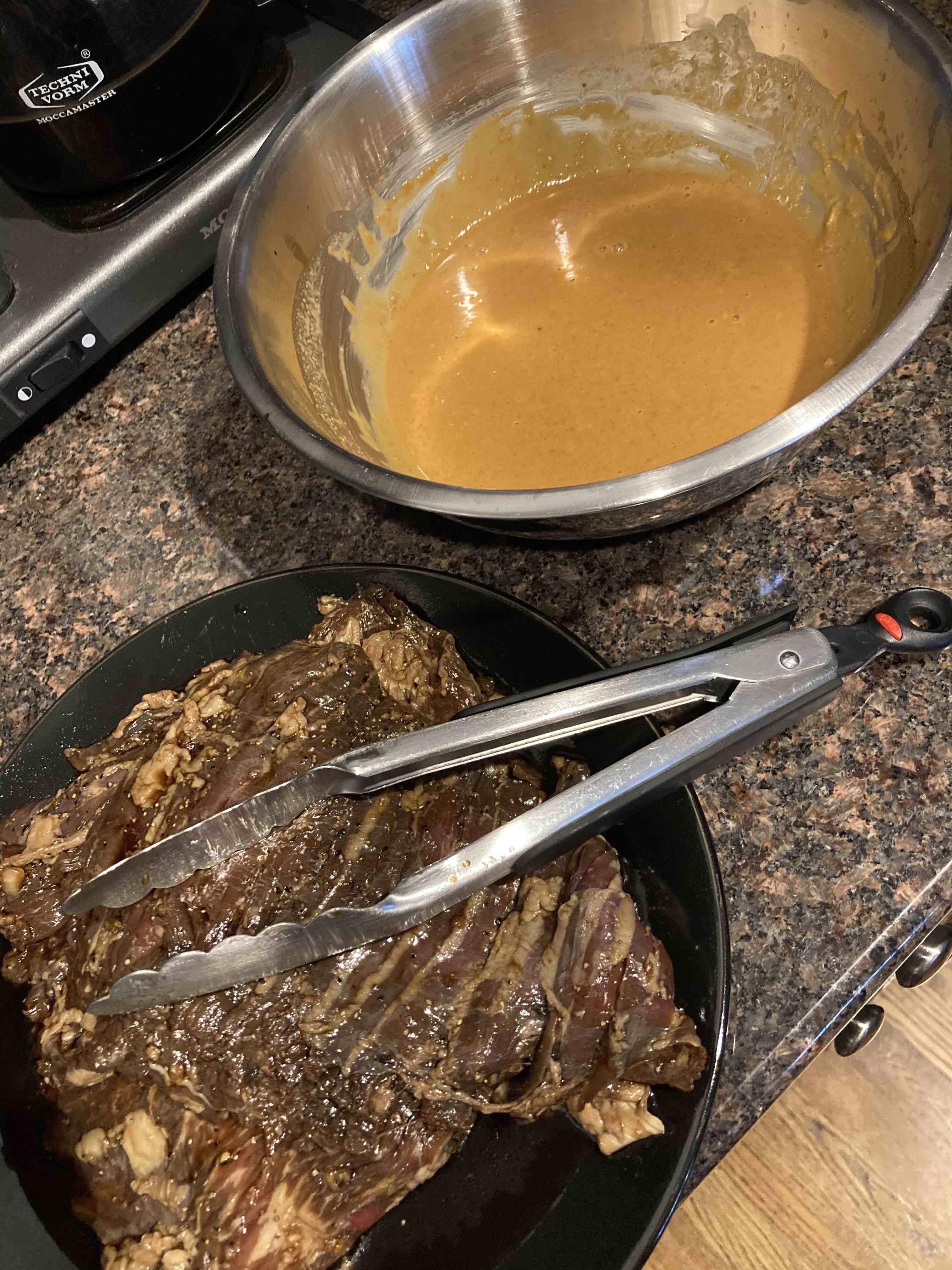 Steak is ready to go on the grill